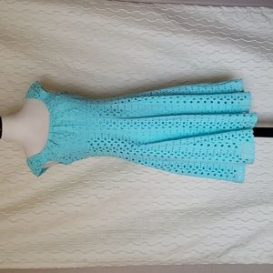 Signature Ella Turquoise Eyelet Lace  Dress Size 4